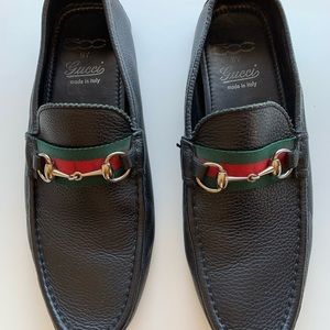 500 by Gucci black Leather Driver loafer size 10  100% authentic.